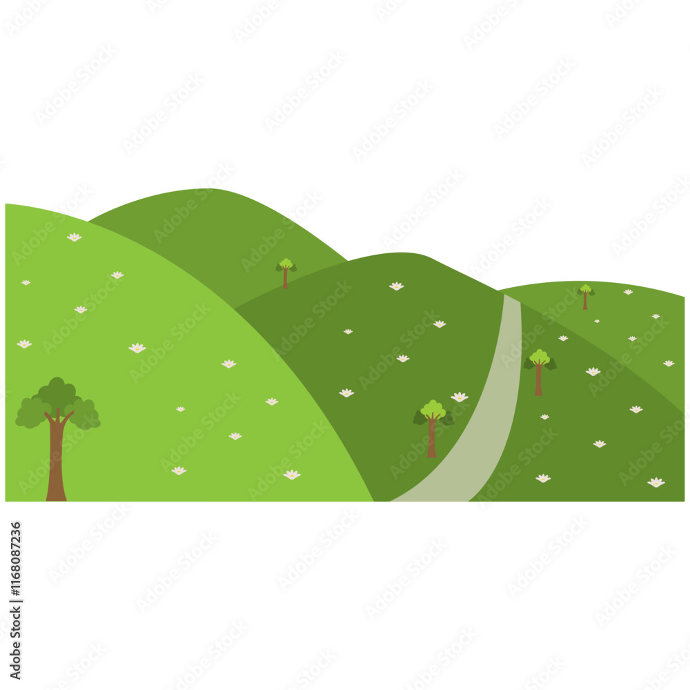 Fototapeta premium Field Green Hills. Wave Green Hills Illustration.