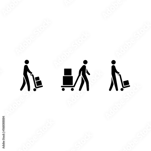 Stick figure carry hand truck