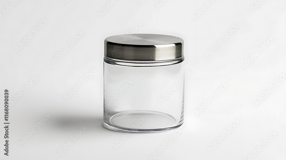 A classic clear glass jar on the beautifull empty background A classic clear glass jar on the beautifull empty background
