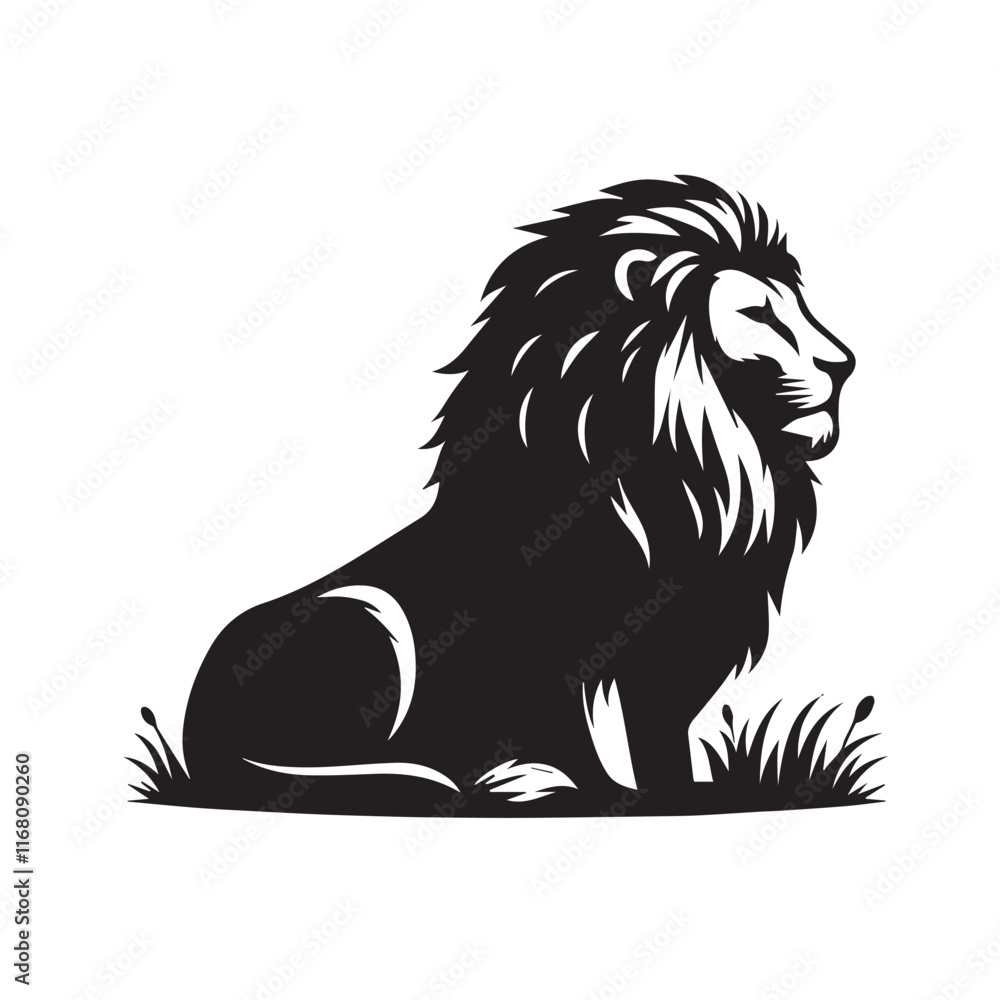 Fototapeta premium Lion vector silhouette vector black color silhouette