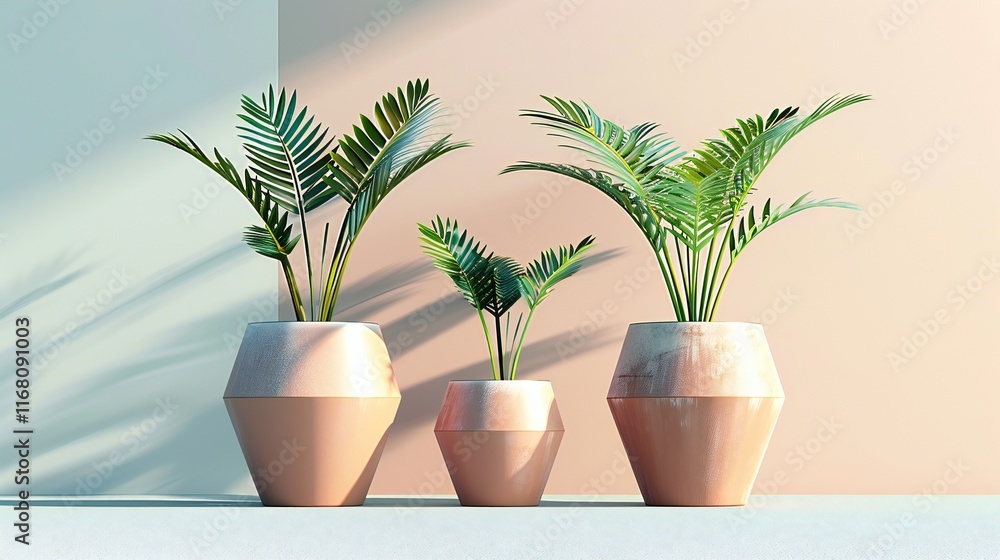 Straight geometric pots in earthy hues stand out against minimalist interiors, housing lush tropical leaves that infuse the space with natural charm. Straight geometric pots in earthy hues stand out against minimalist interiors, housing lush tropical leaves that infuse the space with natural charm.
