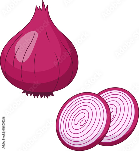 Fresh red onion vector illustration