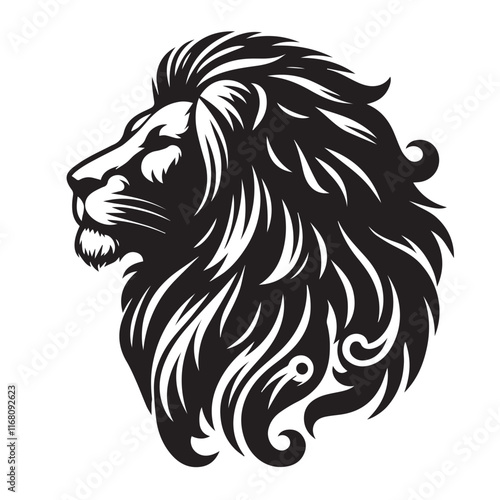 Lion vector silhouette vector black color silhouette