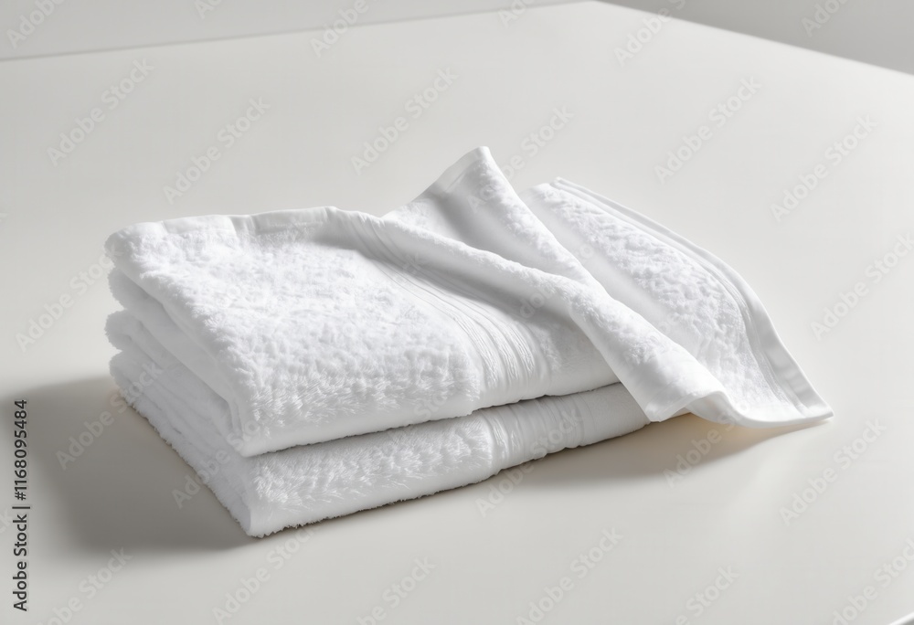 Simple White Hand Towel Folded Neatly Simple White Hand Towel Folded Neatly