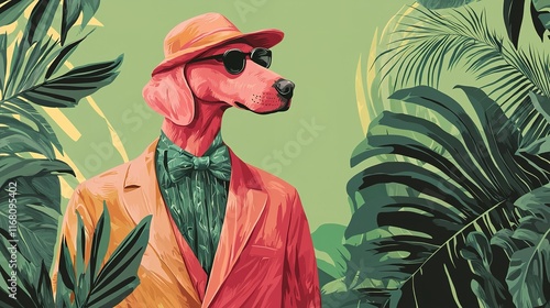 Dog in Tropical Suit
