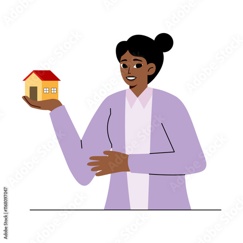 Real Estate Agent and Investment Woman with House Model