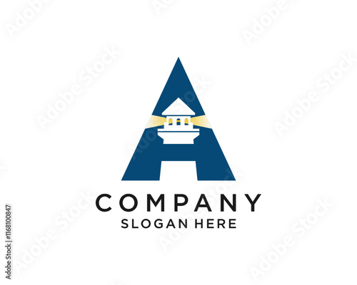 Logo of letter A and lighthouse