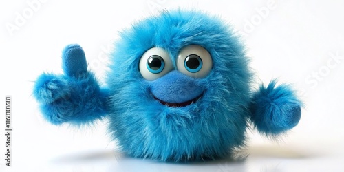 Adorable Fuzzy Blue Monster Thumbs Up - Tilt-Shift Miniature
