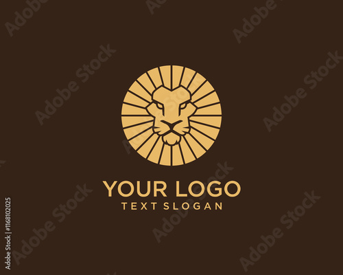 Round lion head logo photo