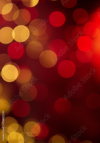 Red Gold Bokeh Lights Background Festive Blurred Circles
