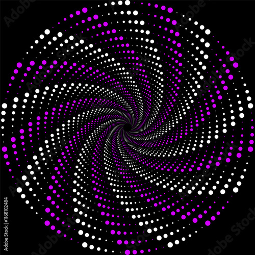 Mesmerizing Spiral Patterns of Pink and White Dots on Black Background