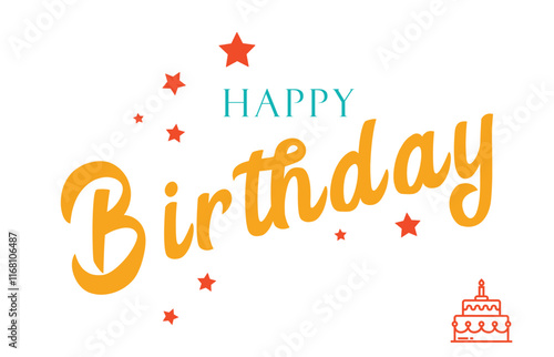 Happy Birthday text card  vector.
