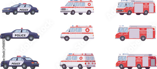 911 emergency vehicles set