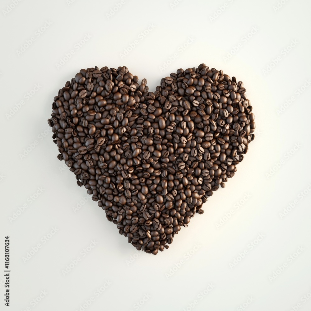 Heart Shape Made of Coffee Beans on a Neutral Background for Valentine's Day and Coffee Lovers Heart Shape Made of Coffee Beans on a Neutral Background for Valentine's Day and Coffee Lovers