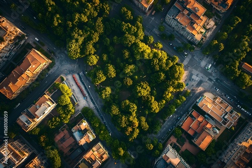 Fototapeta Naklejka Na Ścianę i Meble -  Aerial View of City Park
