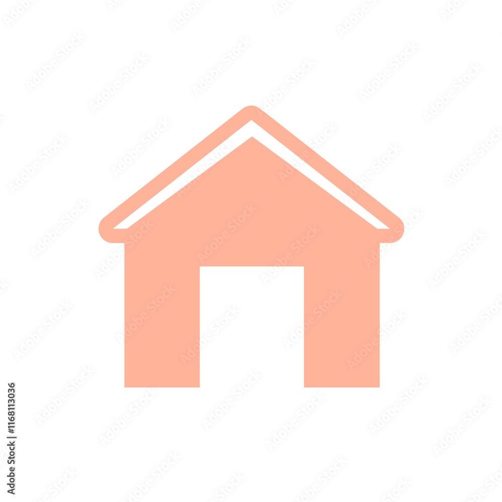 A house with a slanted roof. The house is small and has a door A house with a slanted roof. The house is small and has a door
