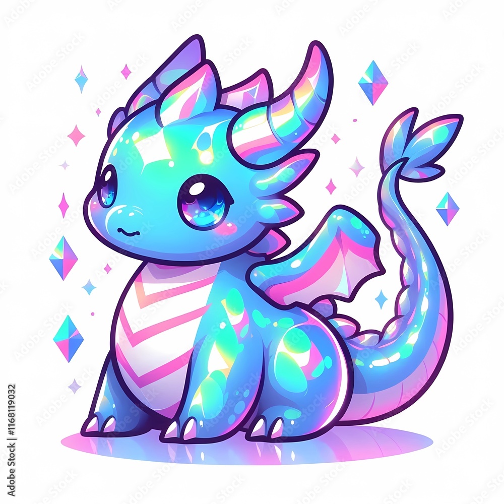 Fototapeta premium Vibrant Dragon Fantasy on White Background