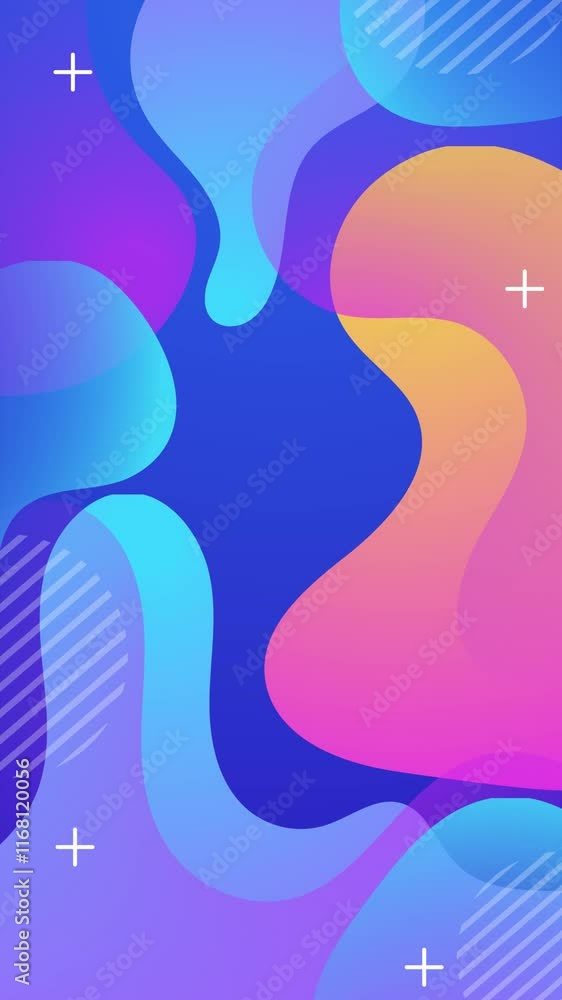 vibrant waves and geometric shapes harmonizing in abstract design on blue background seamless 4k video background motion pop art design vibrant waves and geometric shapes harmonizing in abstract design on blue background seamless 4k video background motion pop art design