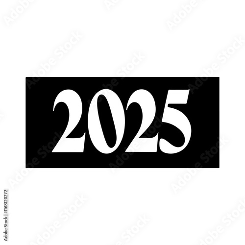 2025 black silhouette vector illustration on white background.
