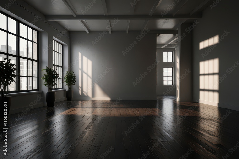 Fototapeta premium Modern skyscraper interior floor to ceiling windows