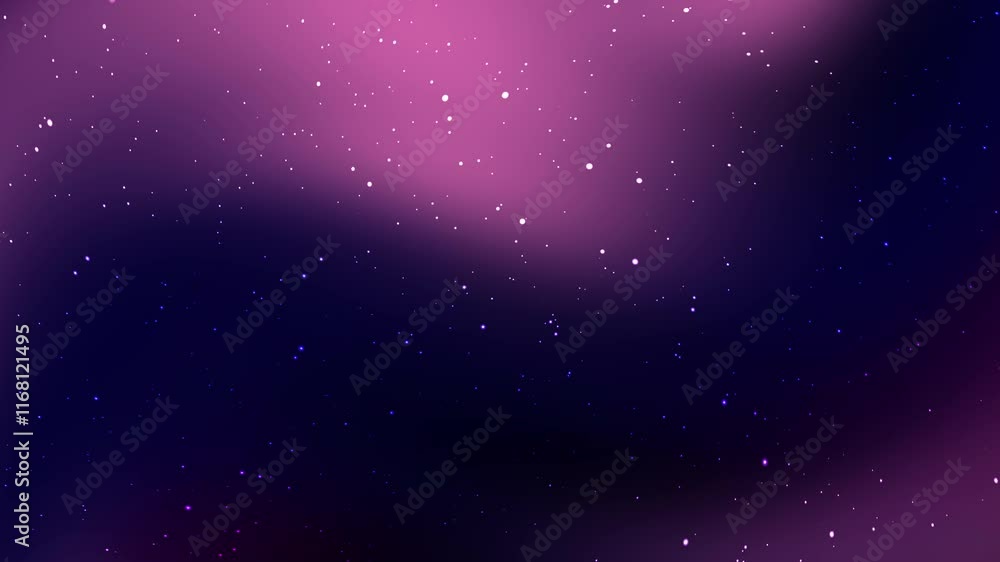 This animated background showcases a mesmerizing blend of purple and pink hues with floating white particles, creating a dreamy cosmic effect ideal for digital projects