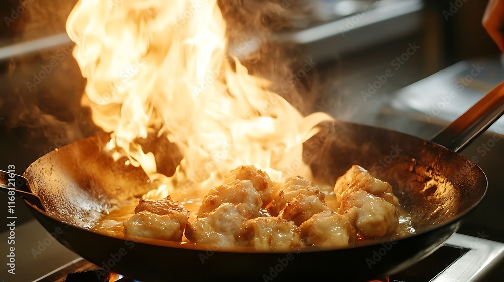 Flamb?ed Delicacy: A Culinary Masterpiece in Action Flamb?ed Delicacy: A Culinary Masterpiece in Action