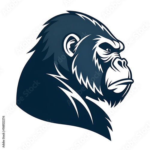 An elegant Gorilla  head silhouette icon set against a clean white backdrop photo