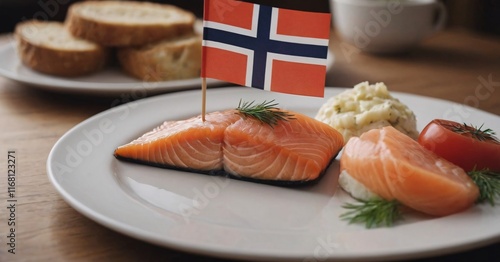 Norwegian Smoked Salmon with Norway Flag