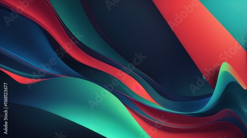 The background is blue, green, neon red, with modern gradations, full of compatible and dynamic spatial shapes