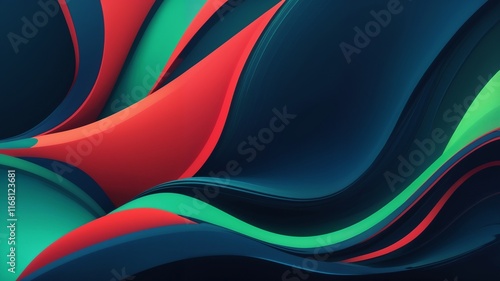 The background is blue, green, neon red, with modern gradations, full of compatible and dynamic spatial shapes