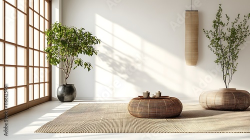 Tranquil indoor living space home interior design minimalist natural