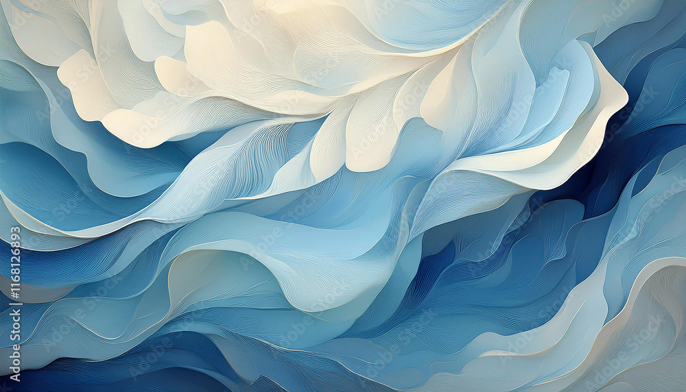 Flowing textures of soft blue and cream tones abstract art digital creation visually calming Flowing textures of soft blue and cream tones abstract art digital creation visually calming