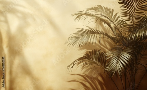 Tropical Plants and Sunset, Artistic Rendering photo