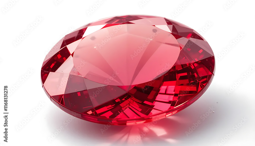A Stunning Crimson Gemstone: A Close-Up of a Red Oval Cut Crystal A Stunning Crimson Gemstone: A Close-Up of a Red Oval Cut Crystal