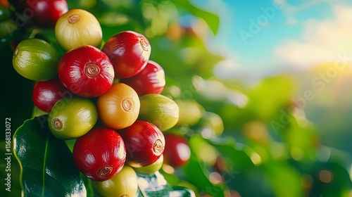Wallpaper Mural Close-Up of Organic Red Cherry Beans on Coffee Plant Torontodigital.ca