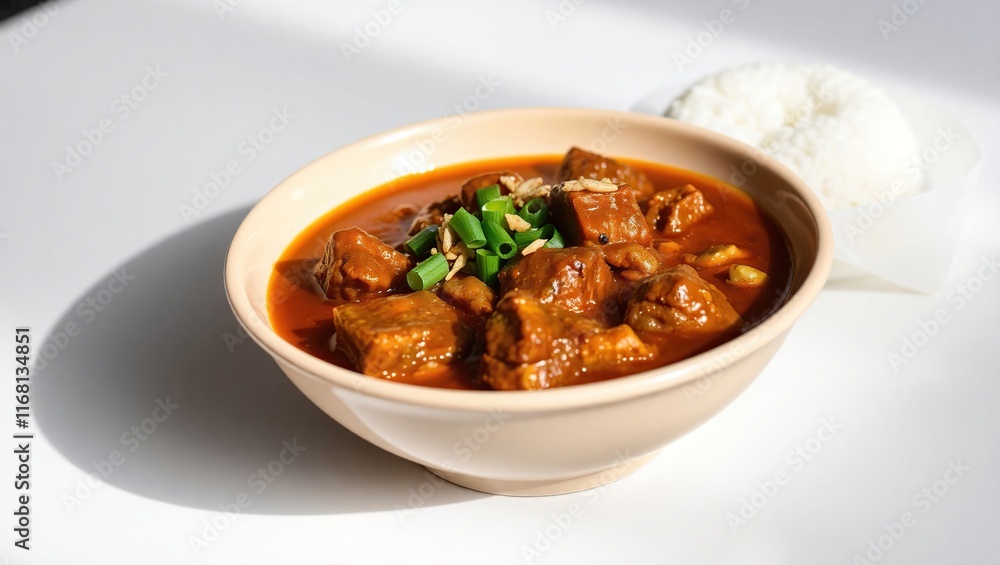 Savory Beef Stew Served with Steamed Rice Savory Beef Stew Served with Steamed Rice