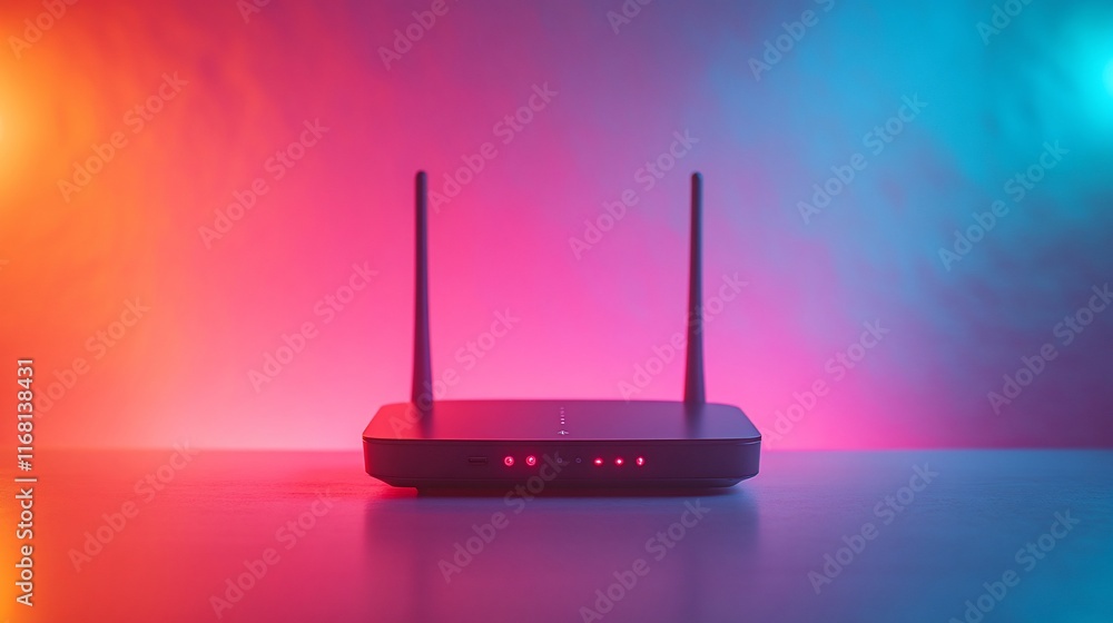 Fototapeta premium Wireless Router in Neon Light