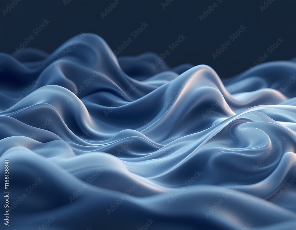 Fototapeta premium Serene Blue Silk Waves: Abstract Fluid Art