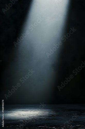 Spotlight on Dark Stage: Dramatic Lighting, Mysterious Atmosphere, Abstract Art