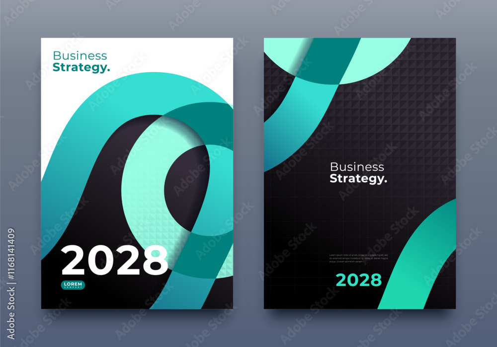 Fototapeta premium Corporate Cover Design A4 Template. Business Template, Brochure, Annual Report, Magazine, Poster, Presentation, Portfolio, Flyer, Proposal, Banner, Website, Vector Illustration, Green and Black.