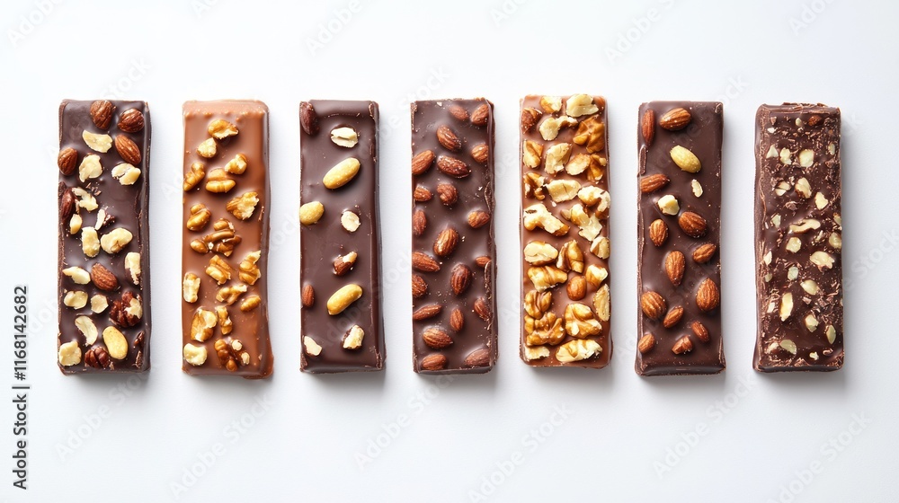 Assorted Chocolate Bars Topped With Nuts Assorted Chocolate Bars Topped With Nuts