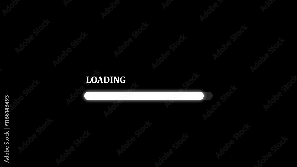Glowing loading bar icon animation 4k animated on black background Glowing loading bar icon animation 4k animated on black background