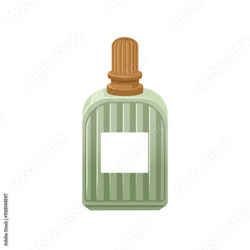 Perfume bottle design. Scent, odor flask with label. Rich classy perfumery, c...