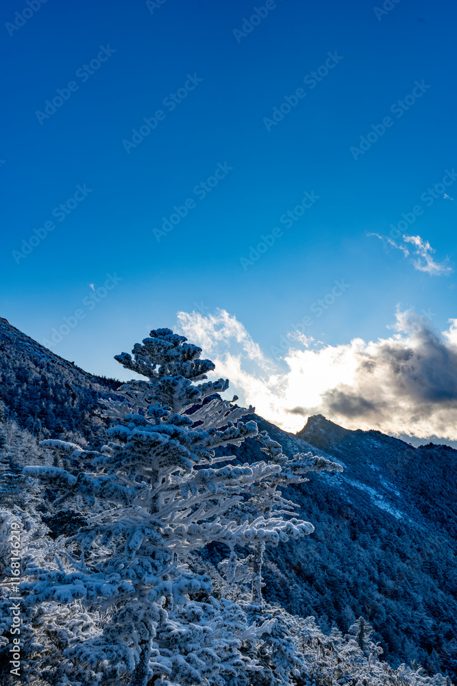 Obraz premium 厳冬期の金峰山の夕暮れ