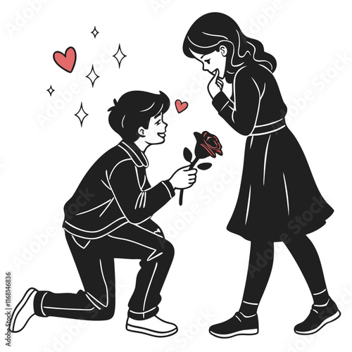 silhouette of a couple happy valentine's day vector illustration