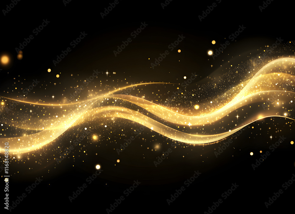 Golden Wave Abstract Background: Sparkling Luxury Design Golden Wave Abstract Background: Sparkling Luxury Design