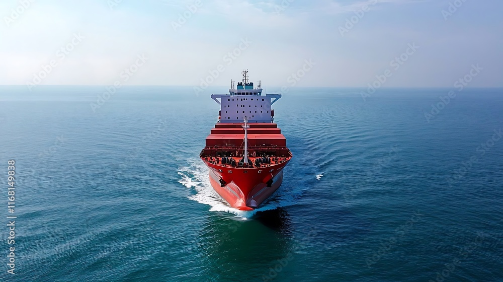 Majestic Cargo Ship Sailing on Calm Ocean Waters Majestic Cargo Ship Sailing on Calm Ocean Waters