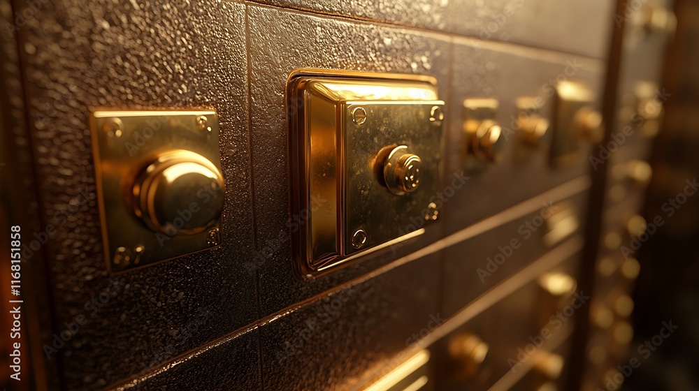 Luxurious Golden Safe Deposit Boxes: A Close-Up View of Secure Storage Luxurious Golden Safe Deposit Boxes: A Close-Up View of Secure Storage