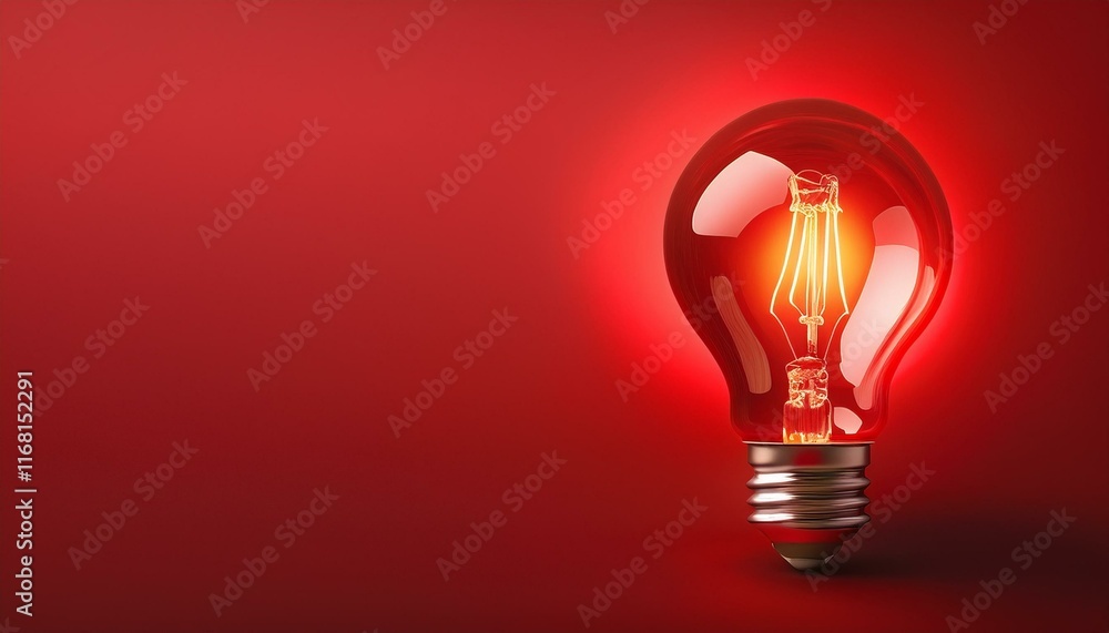 Light bulb on Red background with copy space. Glowing light bulb symbol of new idea, creativity, innovation, concept, technology, equipment, glowing, inspiration, invention, solution, Light bulb on Red background with copy space. Glowing light bulb symbol of new idea, creativity, innovation, concept, technology, equipment, glowing, inspiration, invention, solution,