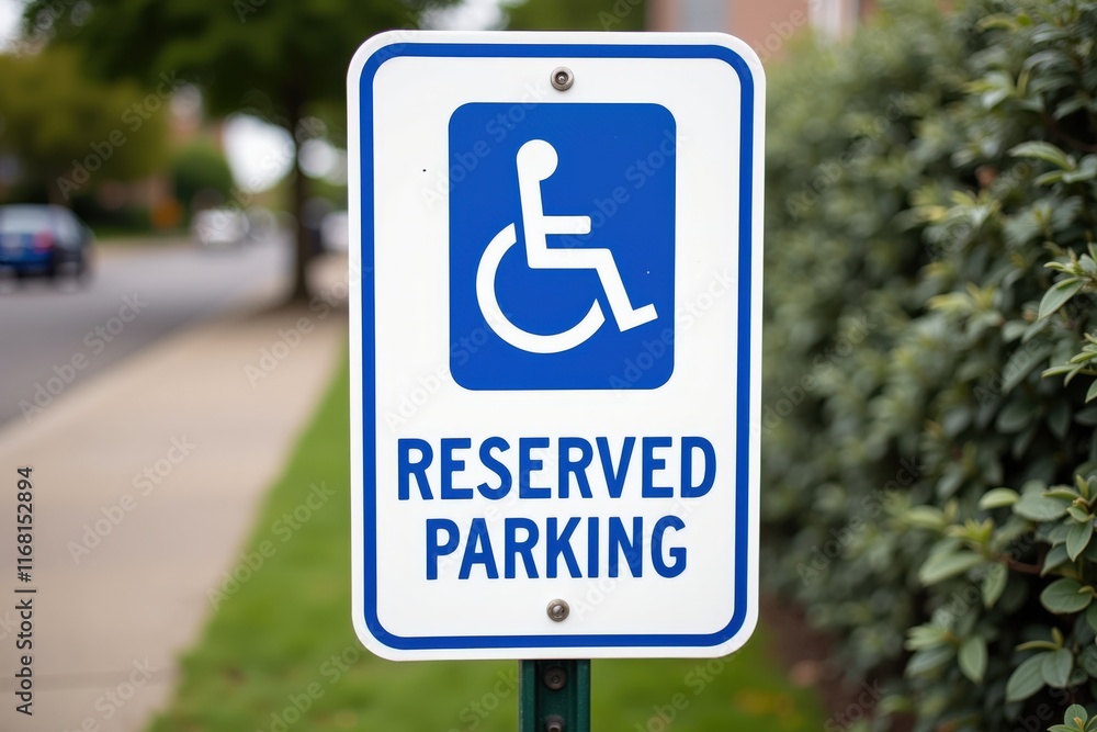 Blue and White Reserved Parking Sign for Handicapped Spaces, Ideal for Accessibility and Inclusivity Blue and White Reserved Parking Sign for Handicapped Spaces, Ideal for Accessibility and Inclusivity